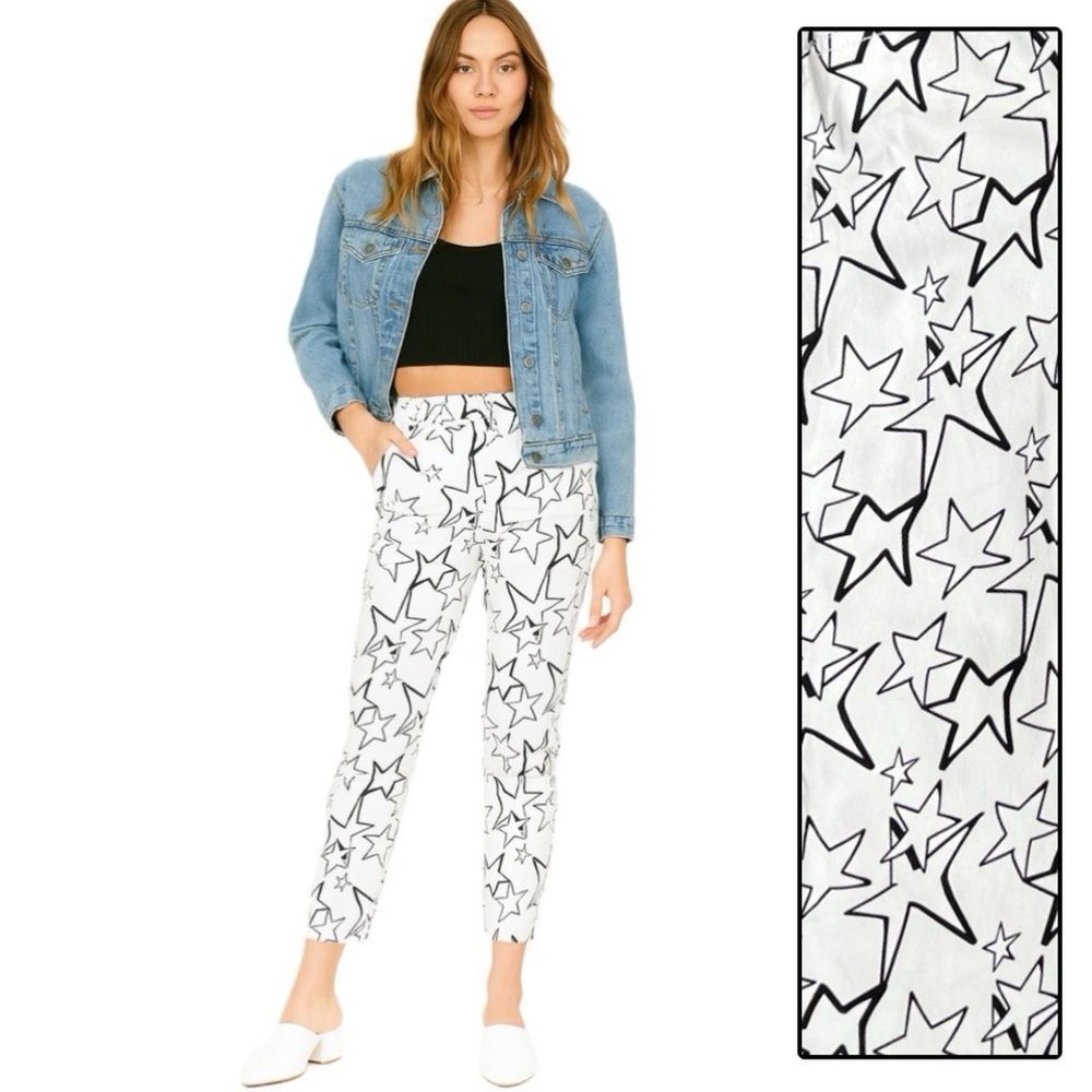 Star Graphic Pants Celestial Print Workshop Republic Clothing White Black 10